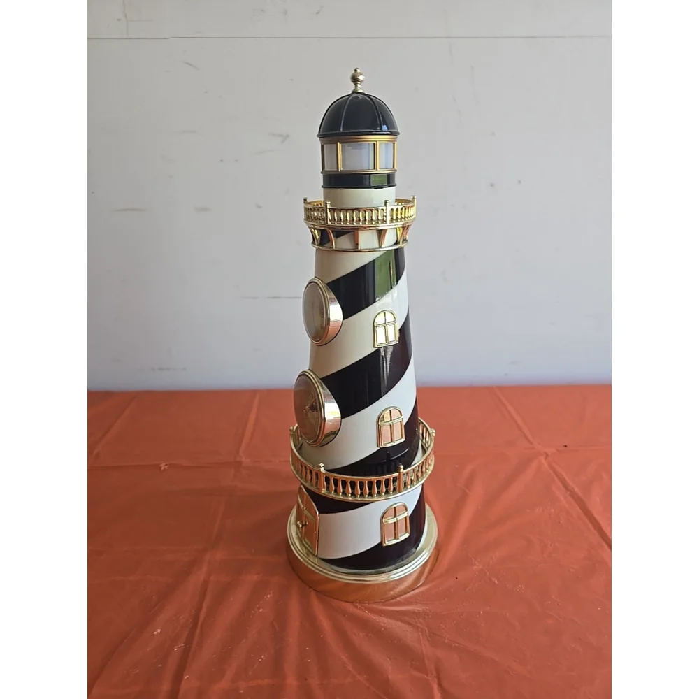 Lighthouse Clock & Thermometer-Lights Up & Plays Music -Hidden Drawer-Rare Find - Picture 2 of 6